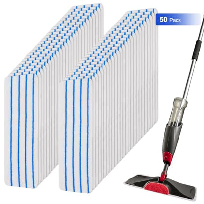 Replacement Disposable Mop Pad for Rubbermaid Reveal Spray Mop - 30 Pack Wet & Dry Floor Cleaning Refills Fit for Any Reveal Flat Cleaning System 16.5" (50 Pack) - color: 16.5 Inch-50pack-blue&white-disposable