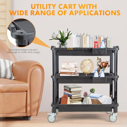 ELAFROS 3-Shelf Heavy Duty Rolling Utility Cart, 32.4 x 18.3 in - style: Standard