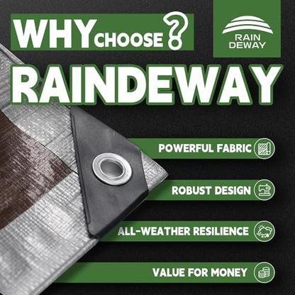 RAINDEWAY 5x7 Feet(3 Pack) Tarps Heavy Duty Waterproof,10Mil Small Tarp - color: Silver/Brown, size: 5x7 Feet (3 Pack)-Finished size