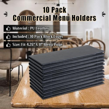 10pcs 2 Page Restaurant Menu Covers 4.25 x 11" with PVC Cover - size: 10 pcs/4.25 x 11"/2 views
