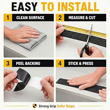 STRBOXONG Anti Slip Tape 2 in x 33 ft, Black 80 Grit Non Slip Grip Tape Roll, Waterproof Self Adhesive Traction Tape for Stairs Steps Ramps Ladders Workshop Walkways Industrial Safety Commercial Use - size: 2 in x 33 ft