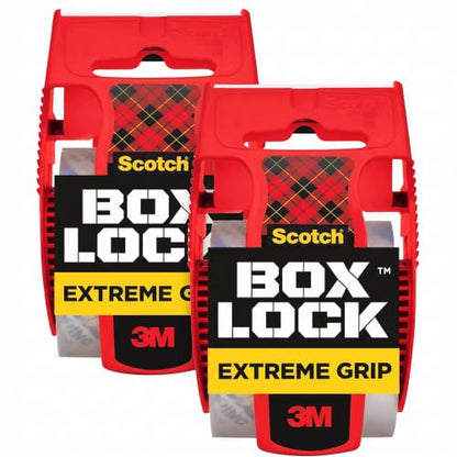 Scotch Box Lock Packaging Tape, 1 Roll with Dispenser, 1.88 in x 800 in, Extreme Grip, Sticks Instantly to Any Box (195) (Pack of 2) - size: 1 Roll (Pack of 2)