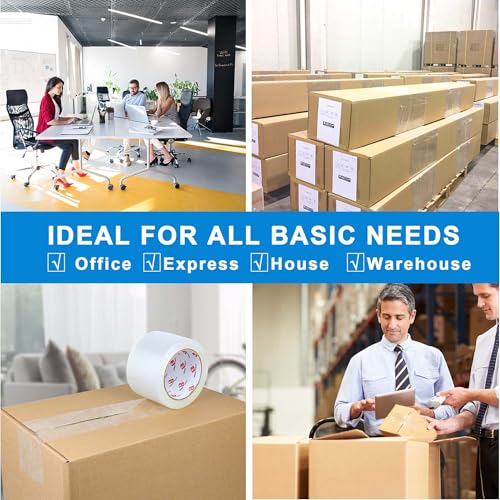 BOMEI PACK 3" Clear Wide Packing Tape 2 Rolls, Total 110Y - 3 inch x 55 Yards, 2.4 mil Thick, Heavy Duty 3 Inch Wide Packaging Tape for Shipping, Mailing, Moving & Storage