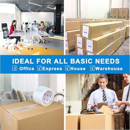 BOMEI PACK 3" Clear Wide Packing Tape 2 Rolls, Total 110Y - 3 inch x 55 Yards, 2.4 mil Thick, Heavy Duty 3 Inch Wide Packaging Tape for Shipping, Mailing, Moving & Storage