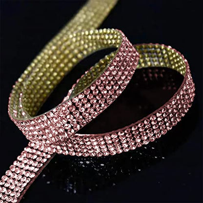 4 Pack 35.4 Inch Rhinestone Door Edge Guard Strips, Pink - color: Pink