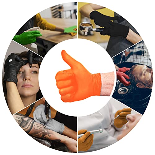L3 Level 3 Nitrile Gloves - Professional Heavy Duty Disposable Gloves - Latex Free - Fits Snug - Box of 100 - color: Orange, size: Small (Pack of 100)