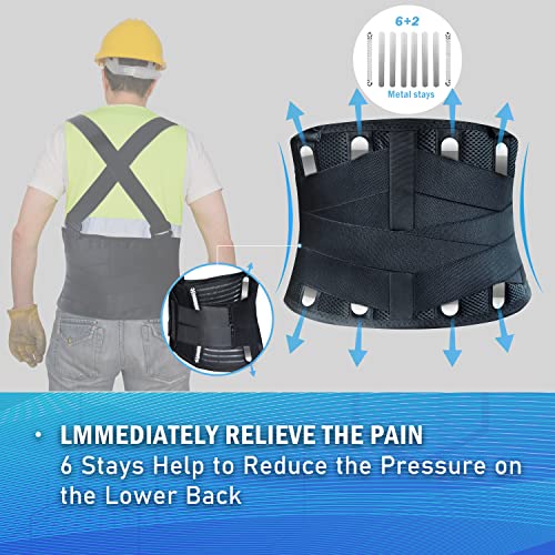 Plus Size Lower Back Brace with Shoulder Straps,Work,Heavy Lifting, 3XL/4XL - style: 3XL/4XL(51.2"- 59.8")