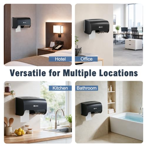 Double Toilet Paper Holder Wall Mount,Hold Two Rolls*4.5”,Black - color: Black, White, Gray