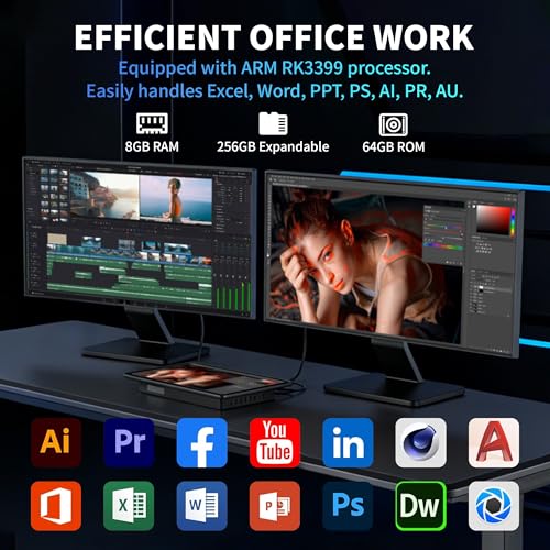 10.1" Industrial Touchscreen PC, All-in-One Computer Rockchip RK3399 Hexa-Core, 4GB RAM 64GB eMMC, Gigabit LAN, RS-232, USB 3.0, HDMI 4K, Android 11 for Digital Signage/POS/Factory Control