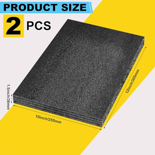 Hoolerry 2 Pcs Polyethylene Foam Block, 12" X 10" X 1.5", Black - size: 12" X 10" X 1.5"