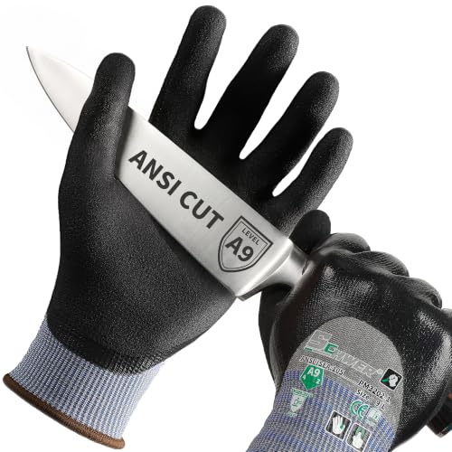 Schwer A9 Cut Resistant Work Gloves, 3/4 Double-Dipped Coating, PM3202, L - size: Large