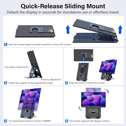 CIDETTY Laptop Screen Extender 15.6", FHD 1080P Detachable Monitor Portable - color: 15.6” Black
