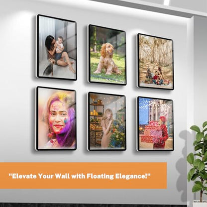 8.5X11 Floating Wall Sign Holder, Self-Adhesive Horizontal and Vertical - color: Black