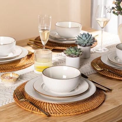 GBHOME Ceramic Dinnerware Sets of 8,32 pcs Plates and Bowls Sets Dishes - color: Off-White, size: Service for 8 (32 pcs)