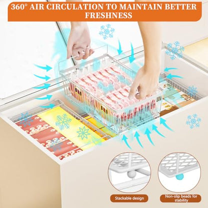 Large Freezer Organizer Bins for 10 to 20 Cu.Ft,2 Pack , Leak-Proof Bottom