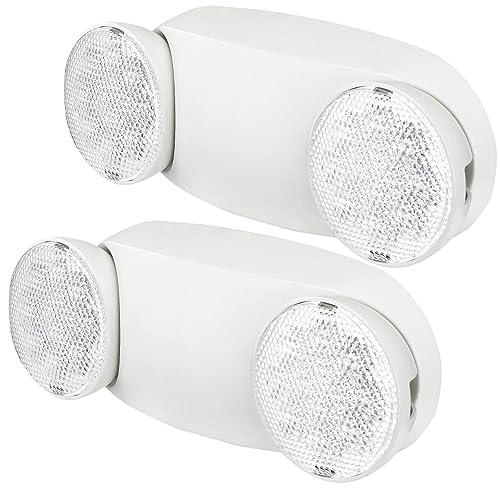 KASTLITE Commercial LED Emergency Light, Round Lens Style, 2-Pack - color: WHITE - ROUND, size: 2 Pack