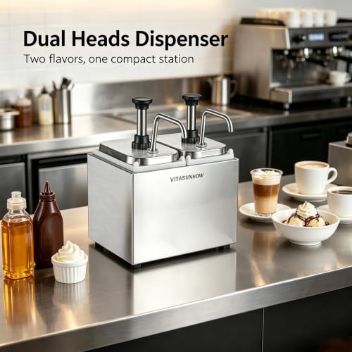 4L Sauce Pump Dispenser, Stainless Steel 2-Head - color: 4.22qt