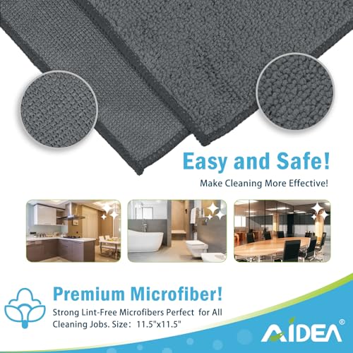 AIDEA Microfiber Cleaning Cloth Grey 50PK, Microfiber Towels 11.5×11.5" - color: Grey