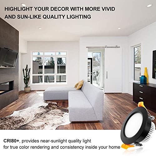 3 Inch LED Recessed Lighting, Dimmable Downlight 5W (40W Halogen Equivalent), CRI 80, 4000K Natural White Ceiling Light with LED Driver (1 Pack) - color: 4000k (Natural White), size: Black-3Inch-1Pack