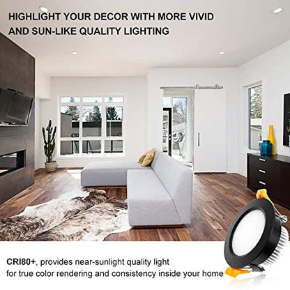 3 Inch LED Recessed Lighting, Dimmable Downlight 5W (40W Halogen Equivalent), CRI 80, 4000K Natural White Ceiling Light with LED Driver (1 Pack) - color: 4000k (Natural White), size: Black-3Inch-1Pack