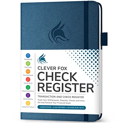 Clever Fox Check Register Book, Checkbook Ledger, 5.8x8.3 Mystic Blue - color: Mystic Blue, size: A5 (5.8'' x 8.3'')
