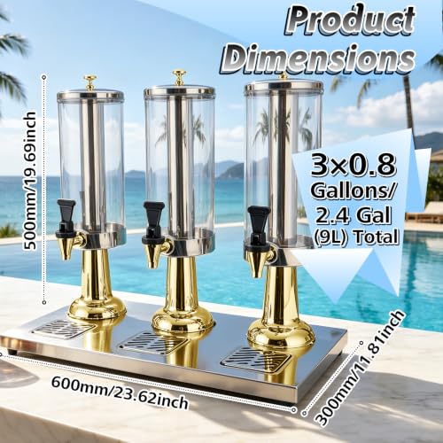 2.4 Gallon Drink Dispenser for Party with Stand & Leak-Proof Spigot - color: Gold
