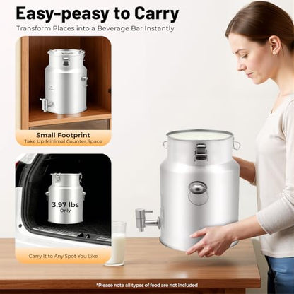 2.64 Gal 304 Stainless Steel Milk Can with Faucet and Sealing Lid,Heavy Duty Milk Bucket Liquid Container Storage,for Milk,Wine, Oil Storage Transport (10L/2.64Gal,w/Faucet) - size: 10L/2.64Gal,w/Faucet