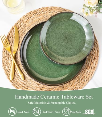 LeRatio Ceramic Dinnerware Sets for 8,24Pcs Porcelain Plates and Bowls Set - color: Dreamy Moonlight-Green, size: Service for 8-24pcs