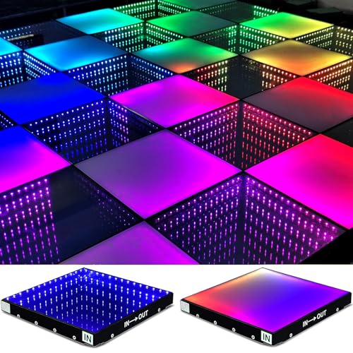 Dance Floor Stage Lights Tempered Glass Infinity Mirror Panel 3D Effect Led Dance Floor for Wedding Party Customizable (3D+RGB-Magnetic, 64PCS(13.1fFTX13.1FT)) - size: 64PCS(13.1fFTX13.1FT), style: 3D+RGB-Magnetic