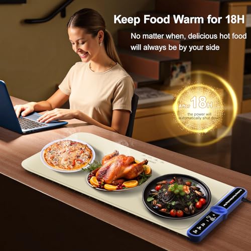 Food Warming Mat 40x15 XXL Extra Large 550W Electronic Child Lock Silicone - size: Beige-XXL 15*40in
