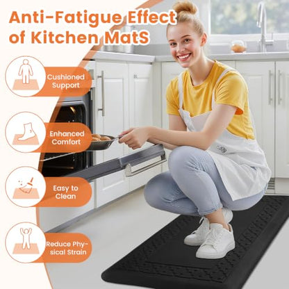4/5 Inch Thicker Kitchen Mats Anti Fatigue Comfort Mat Standing Desk Rugs - color: Black, size: 39"L x 17"W x 0.8"Th