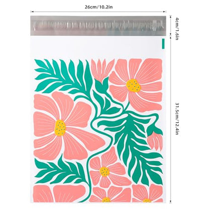 10x13 Inch Spring Poly Mailers, Pink Flower, 100 Pack Self Sealing - color: Big Flower