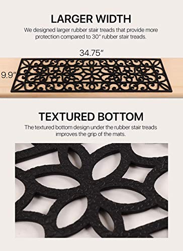 FINEHOUS Rubber Stair Treads Non-Slip Outdoor 35”x10” (5-Pack) – Anti-Slip Step Mat - size: 35" X 10", style: Iron
