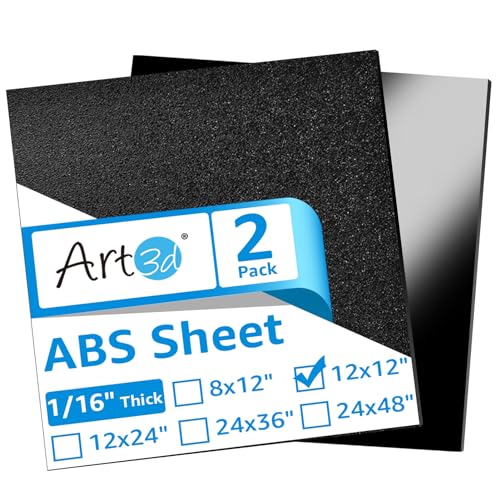 Art3d ABS Plastic Sheets, 1/16" Thick, Rigid Textured, 2-Pack of 12 x 12" - size: 12" x 12", 1.5mm Thick