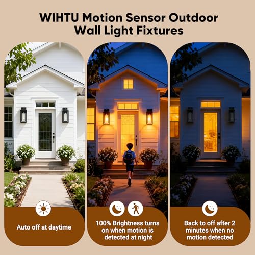 15.78'' Motion Sensor Water Ripple Porch Light,Outdoor Wall Sconce Light - color: Black, size: Motion Sensor