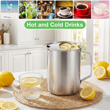 3 Pack 50.7 fl oz/1.5 L Stainless Steel Pitcher with Ice Catcher