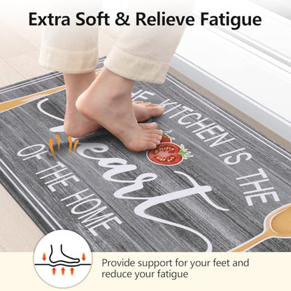 Yamaziot Anti Fatigue Kitchen Rug Set of 3, Non-Slip Cushioned Floor Mats - color: Grey, size: 17.3"x27"+17.3"x35"+17.3"x 47"