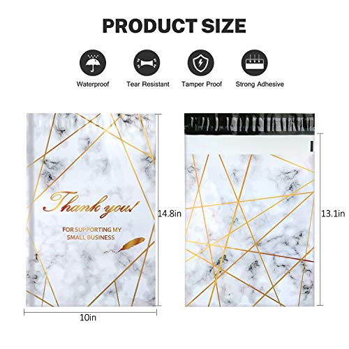 100 Pack Poly Mailers 10x13, Cute Packaging Envelope Mailers Polymailers Packaging for Small Business, Shipping Bags for Clothing Boutique Supplies with Self Seal Strip (Marble) - color: Marble