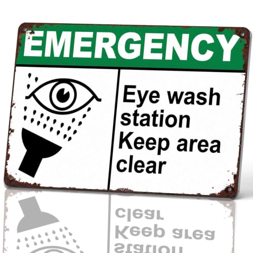Emergency Eye Wash Station Keep Area Clear Metal Sign 8 x 12 Inch