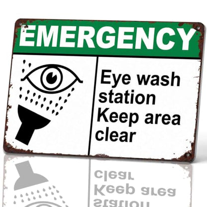 Emergency Eye Wash Station Keep Area Clear Metal Sign 8 x 12 Inch