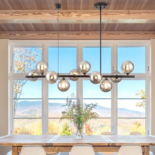 Black Linear Chandeliers for Dining Room 40" Modern Sputnik Light Fixture - color: 10 Lights-Black, size: 40 inch