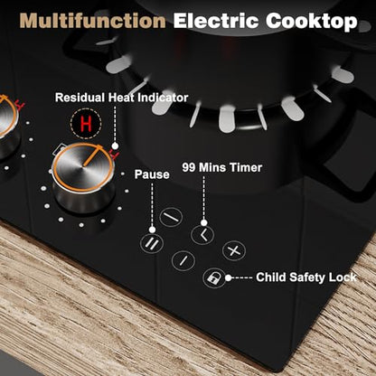 Karinear 2 Burners Electric Cooktop, 12 Inch Electric Stove 110v Plug in - color: BlackSliver 12 inch