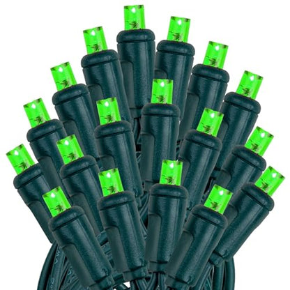 Novelty Lights 50ft 100 LED Green Christmas Lights, Outdoor & Indoor - color: Green