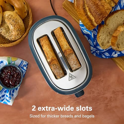 Hamilton Beach Extra-Wide Slot 2 Slice Toaster With Bagel & Defrost Buttons - color: Kitchen Makeover Blue