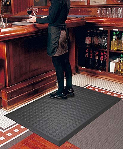 M+A Matting Complete Comfort II Commercial-Grade Anti-Fatigue Mat, Slip Resistant, Grease and Oil Proof, Chemical Resistant (Black, 2' x 3')