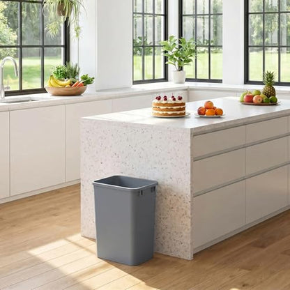 ROOMTEC Lightweight and Durable Slim Trash Can,35QT Kitchen Trash Can,2 PCS - color: Grey, style: 2PACK