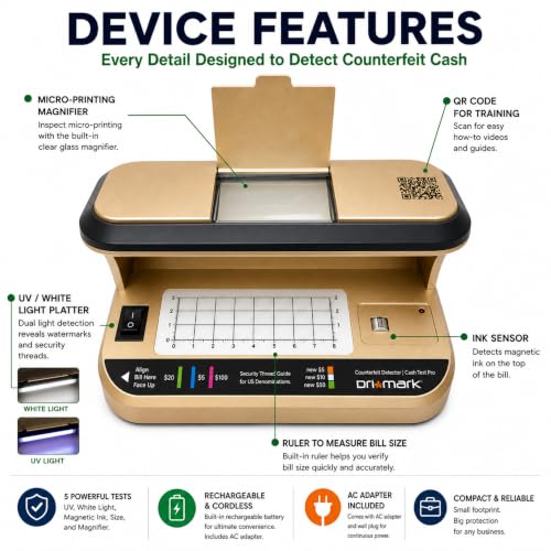Drimark Cash Test Pro Multi-Function Counterfeit Detector Machine(1 Count)