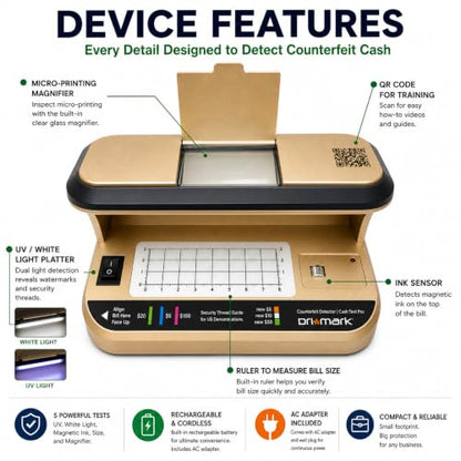 Drimark Cash Test Pro Multi-Function Counterfeit Detector Machine(1 Count)