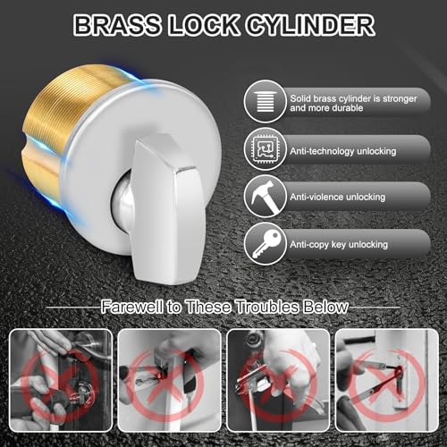Commercial Mortise Lock Cylinder, Silver, with Thumbturn - color: Silver