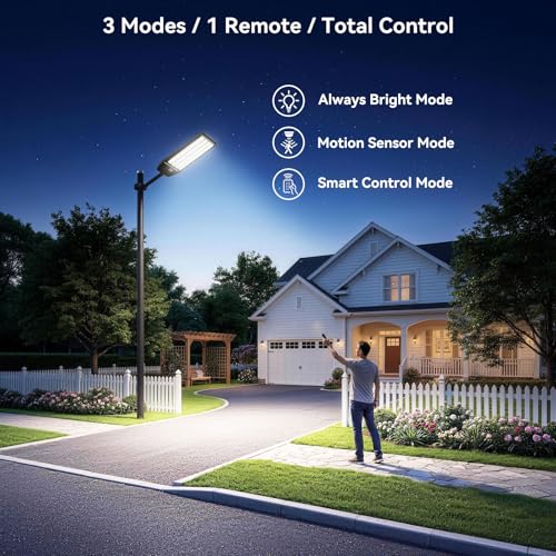 Deepn Upgraded 15000W Solar Street Lights Outdoor Motion Sensor, TW048